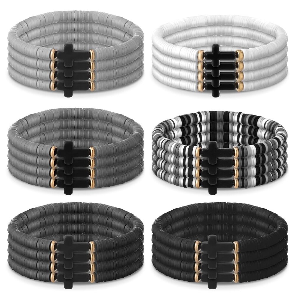 Men's Cross Bead Bracelets Stackable Religious Su… - image 1